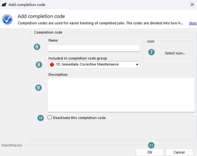 Completion codes CMMS8 ENG 3