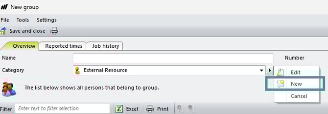 add new group category