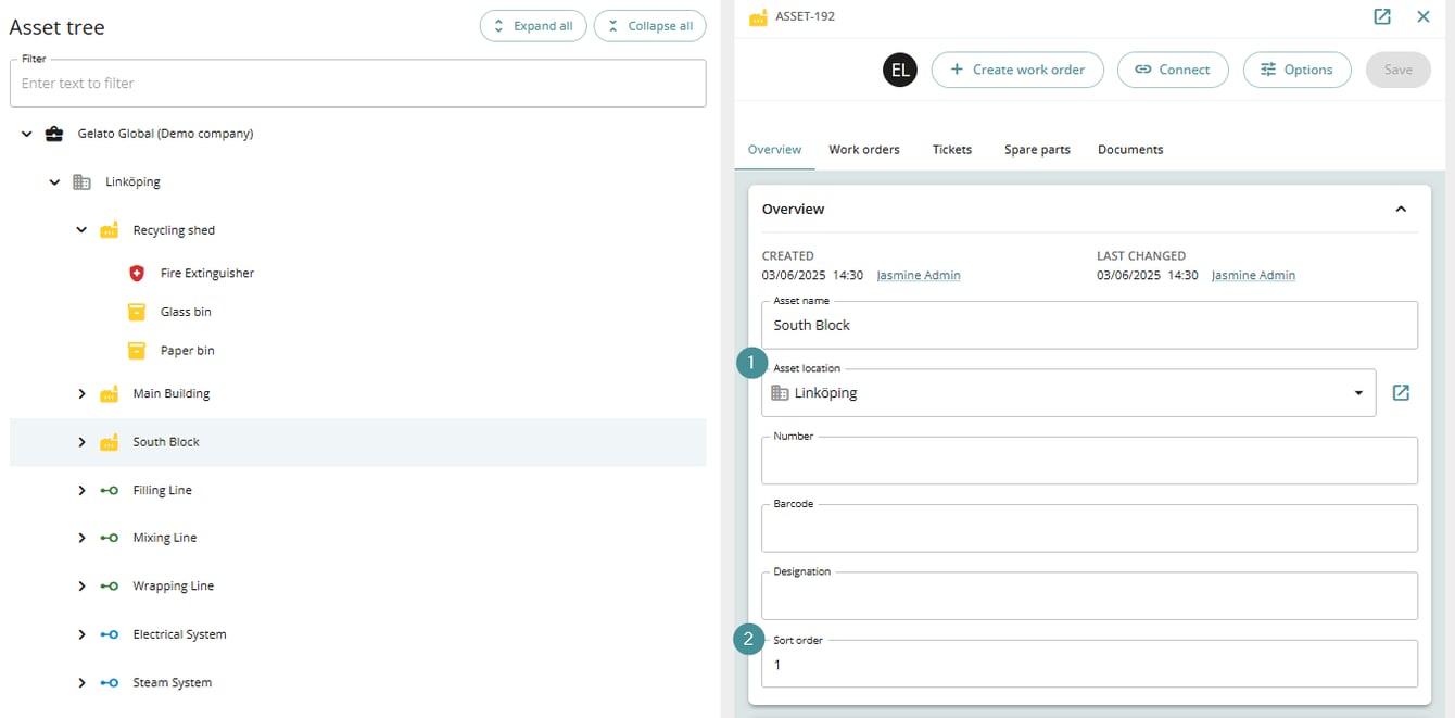What is the asset tree page in the Quick menu?