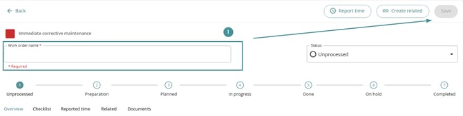 Create workorder MM10 ENG 4