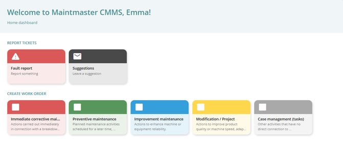 Home dashboard CMMS 10 ENG 1