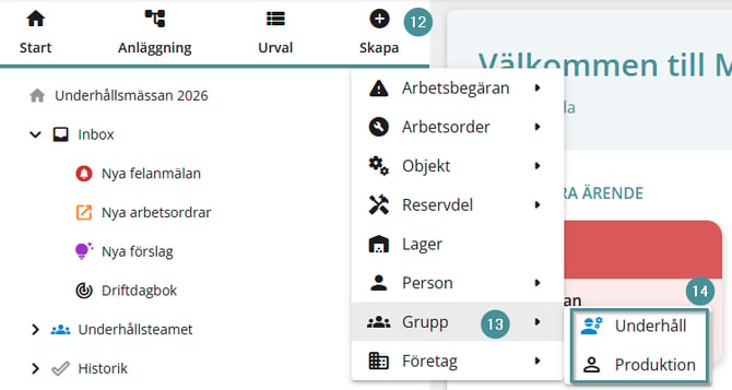 Systeminställningar CMMS 10 SWE 5