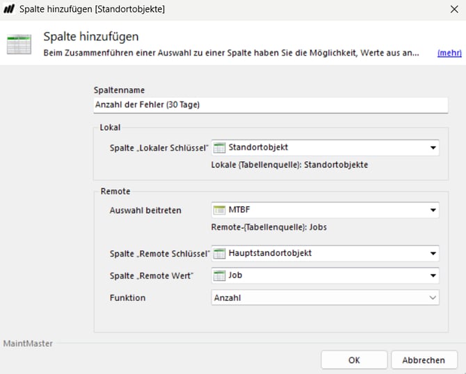 MTBf spalte hinzufugen