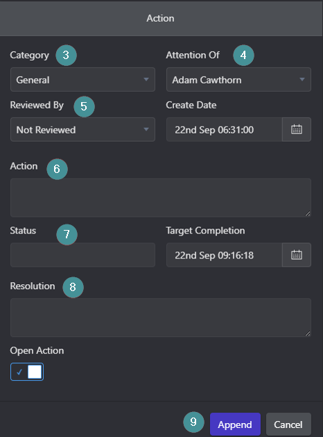 Add action info