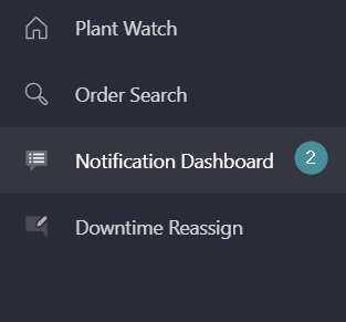 Notification Dashboard menu