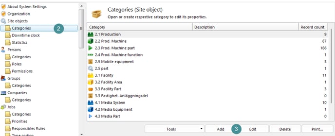 The image shows how to create a category