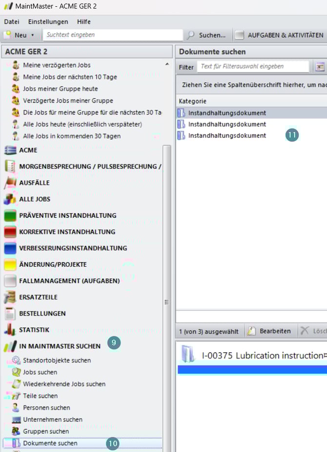 die Informationen in einer Auswahl anzeigen