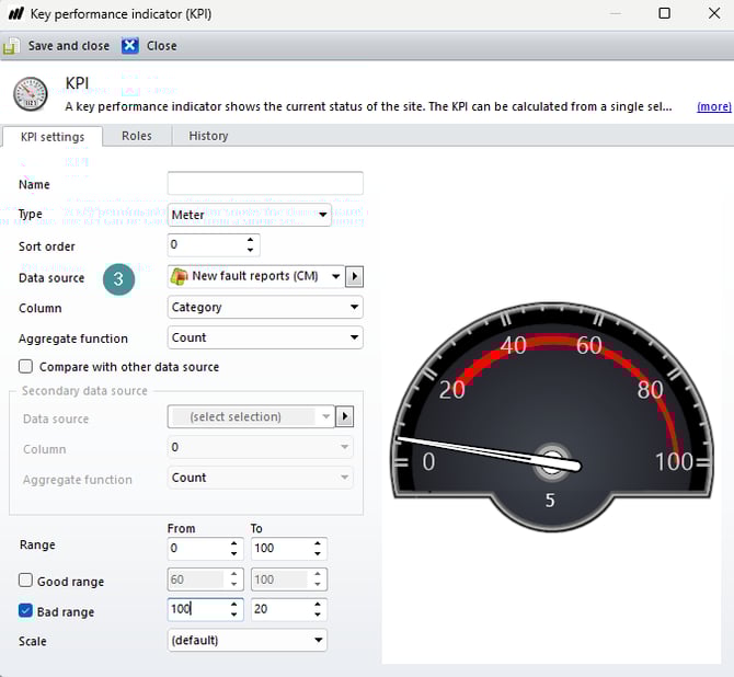 Choose a selection for the KPI
