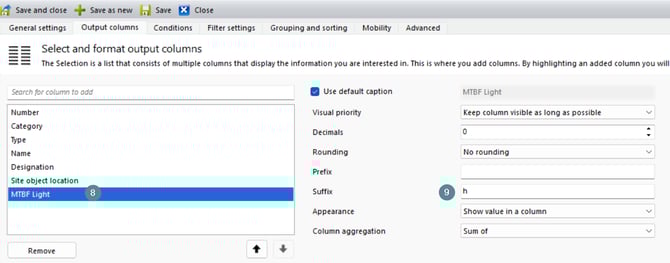 object selection MTBF