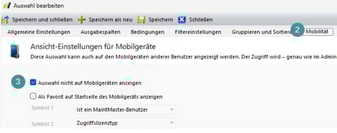 Auswahl mobil hinzufügen