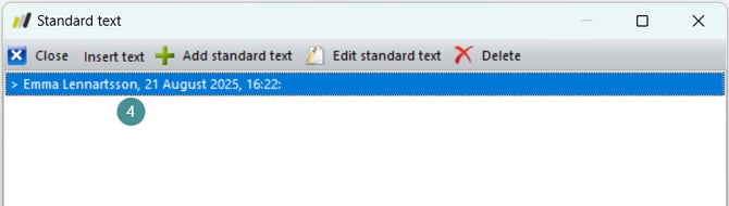 Edit and add standard texts