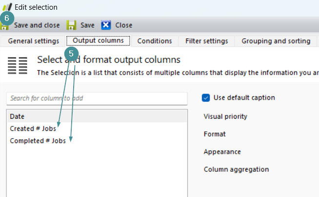 Add output columns 