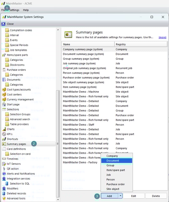Add a new summary page