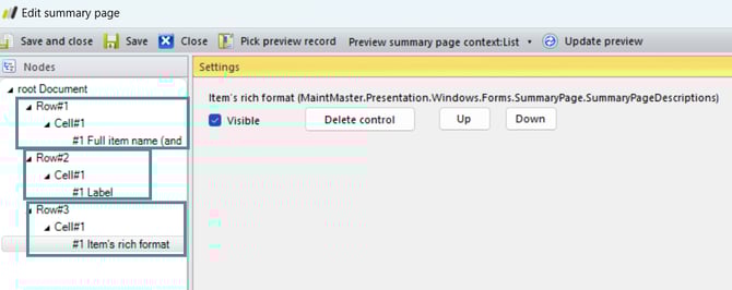 View over the different rows