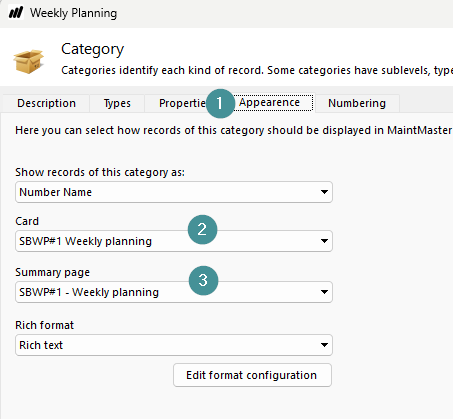 summary board category