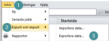 Bild som visar hur man hittar exportfunktionen