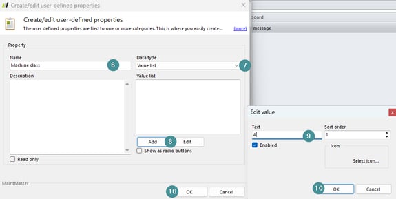 The picture shows how to edit a property.