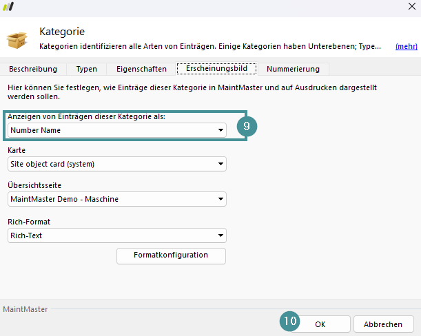 Das Bild zeigt, wie Sie die Anzeige der Informationen auswählen können