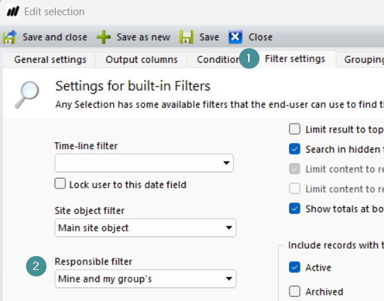 edit filter settings