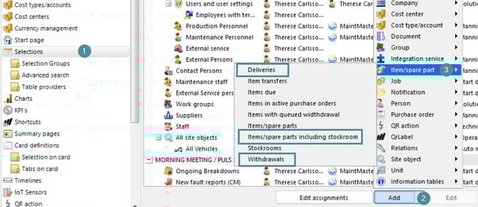inventory selection